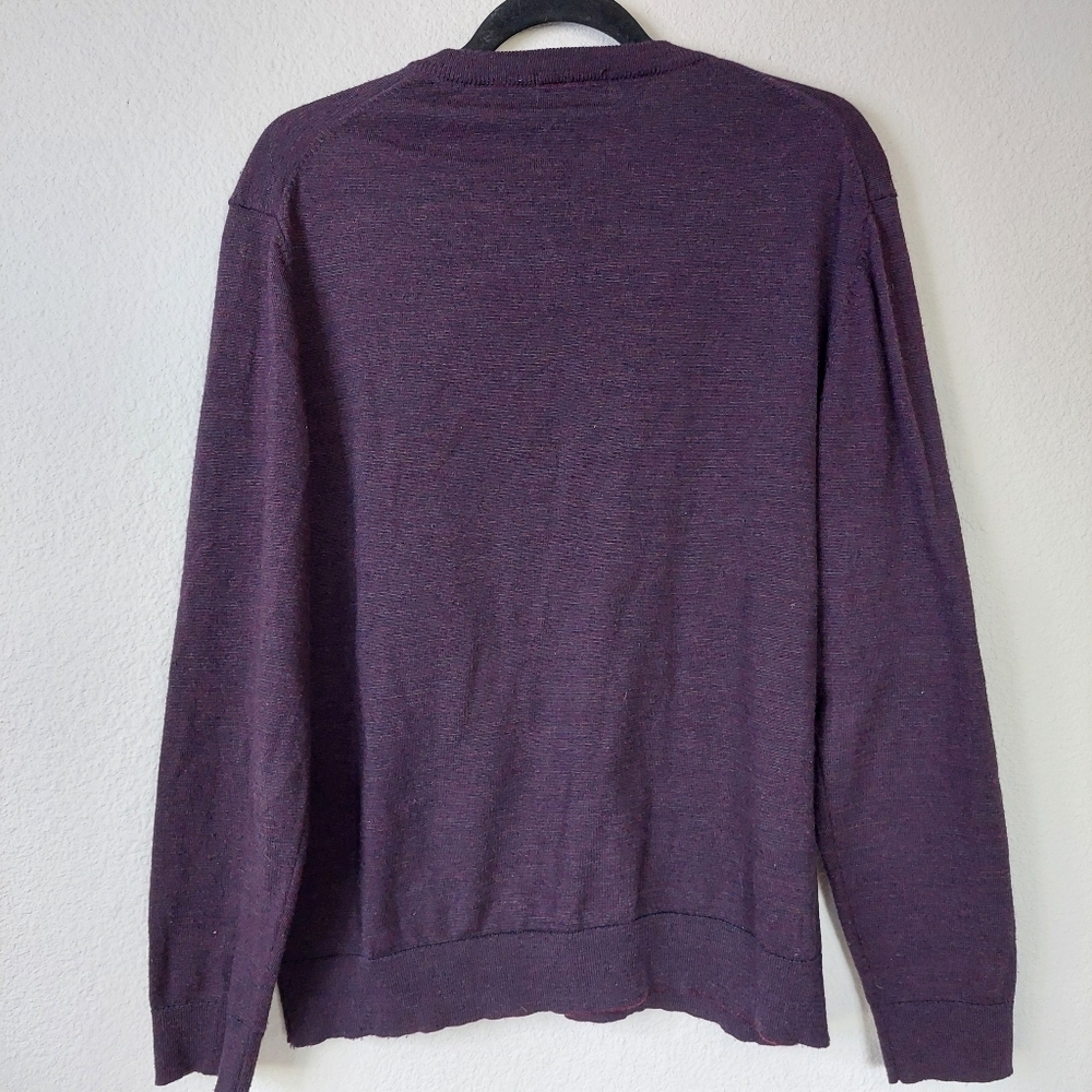Ibex Purple Vneck Longsleeve Merino Wool Blend Sweater Size Large - Picture 7 of 10